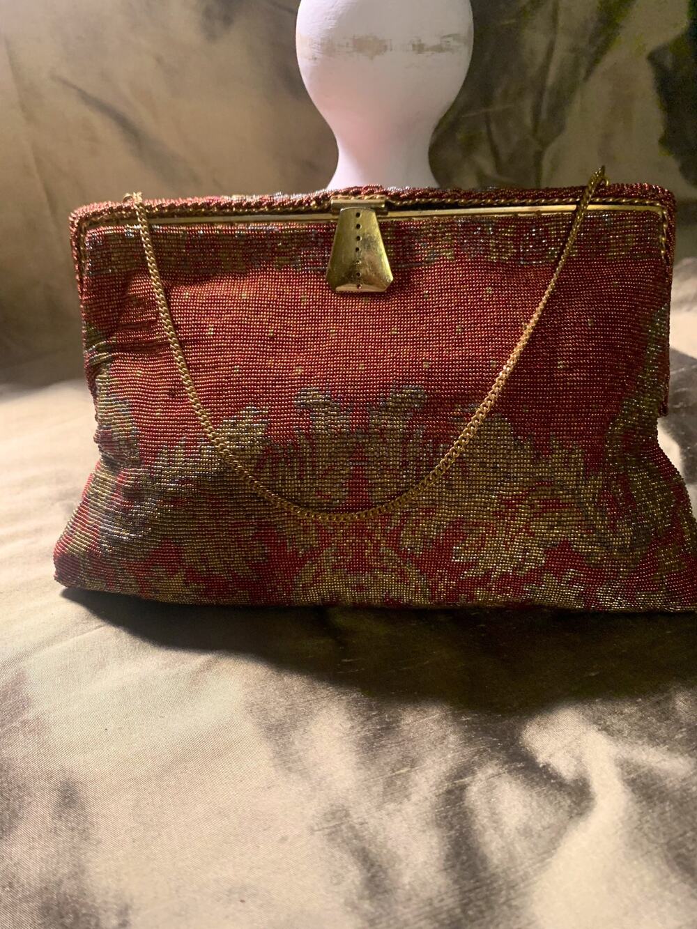 Vintage 1930s Josef Microbead Purse • Hand-Beaded Metal Bag • Made in France